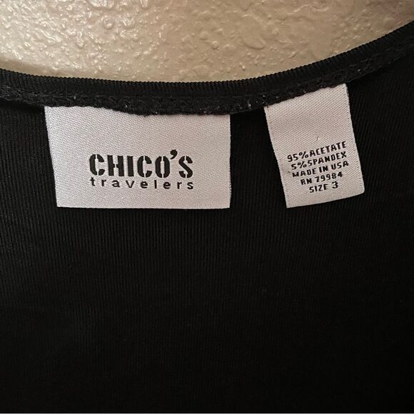 Chico's Travelers Black Tie Front Long Sleeve Cardigan Jacket Size 3 or X Large - Picture 3 of 7